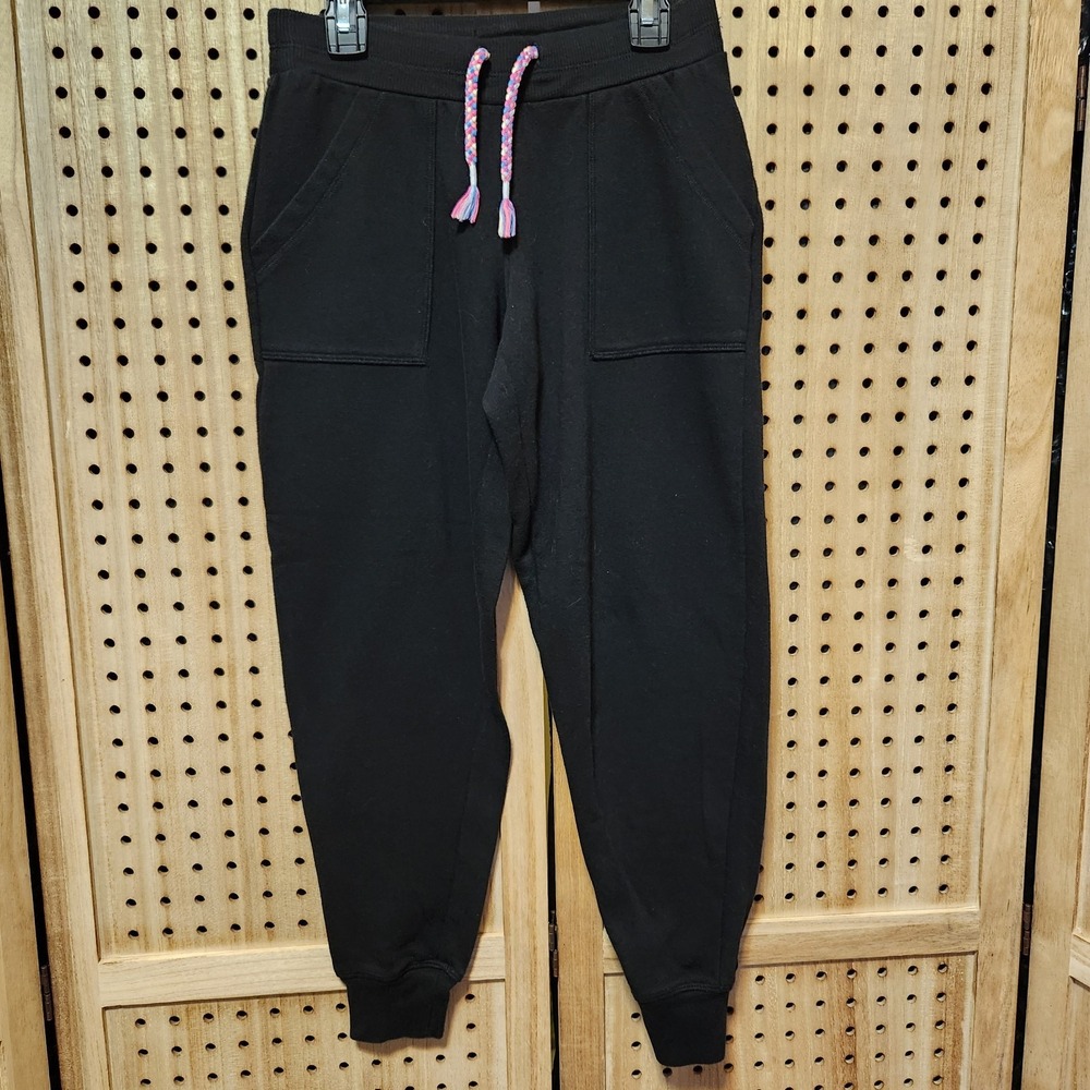 SO Jogger Size 14 Girls Black With Colorful Braided Ties Comfy